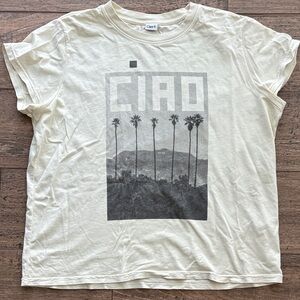 Clare V Cream Short Sleeve 'CIAO' Graphic Tee